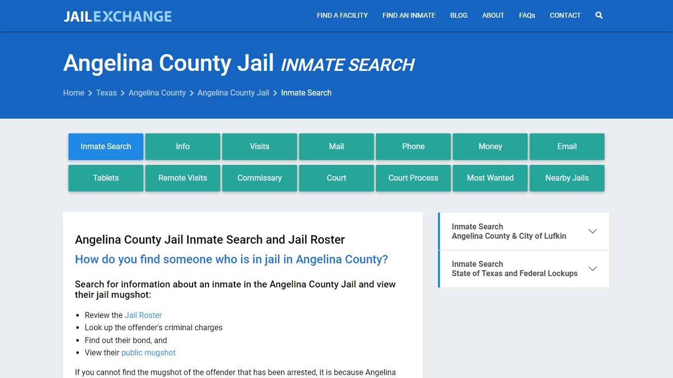 Inmate Search: Roster & Mugshots - Angelina County Jail, TX