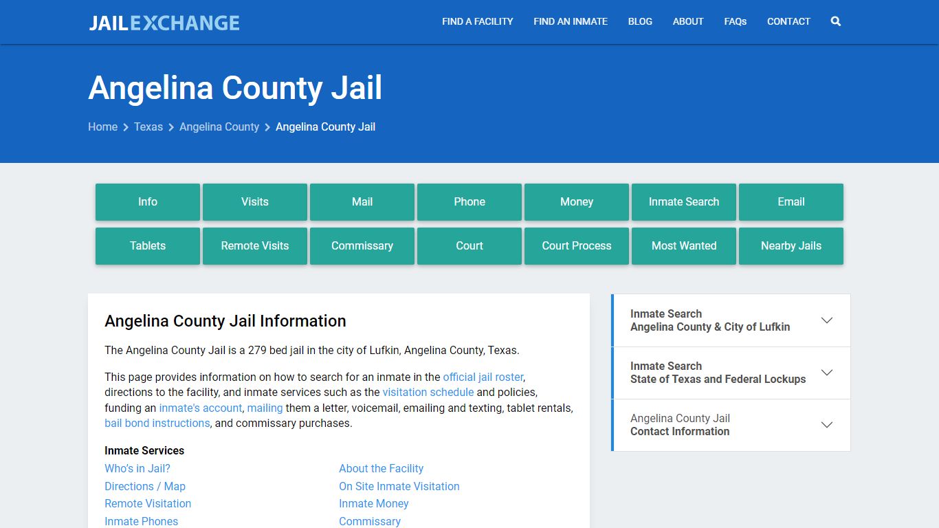 Angelina County Jail, TX Inmate Search, Information